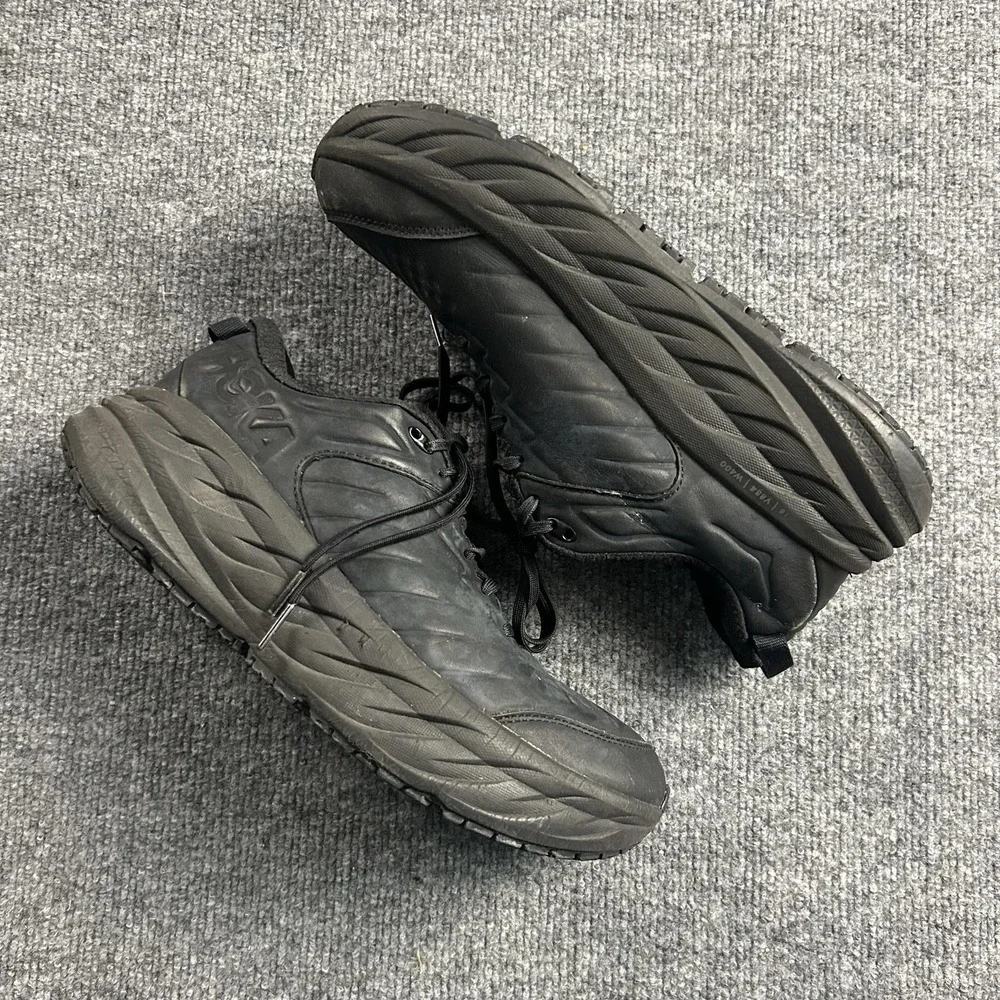 Hoka One One Bondi SR Shoes Mens Size 10.5 Black Leather Slip Resistant Work